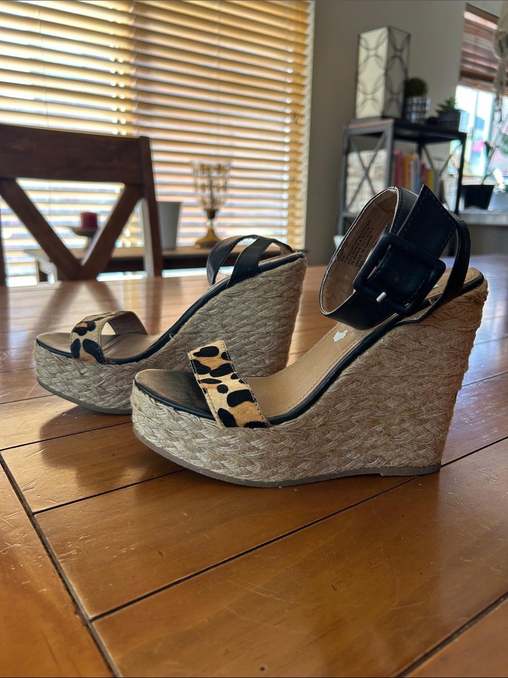 Steve Madden Hampton Leopard Print Espadrille Platform Wedges Sz 8